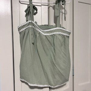 SHEIN Sage Green Camisole with White Detailing